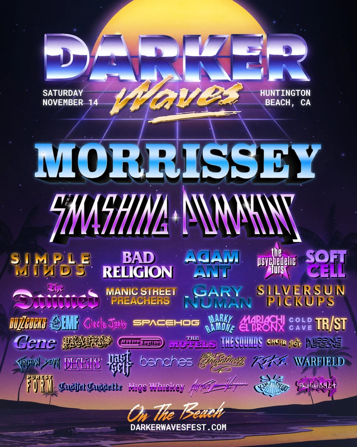 Darker Waves 2026 lineup poster — November 14, 2026, Huntington State Beach, Huntington Beach, CA