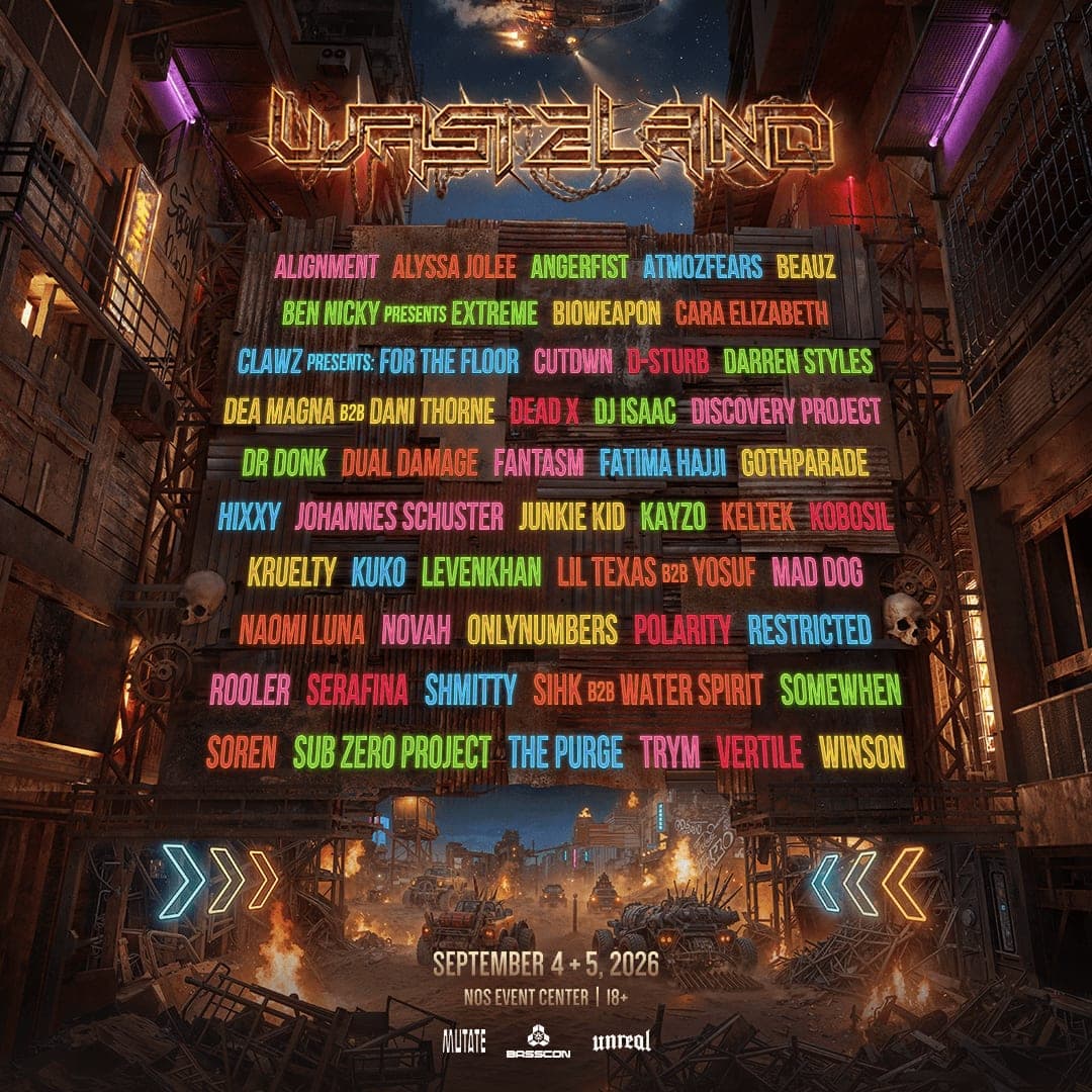 Wasteland 2026 lineup poster — September 4–5, 2026, NOS Events Center, San Bernardino, CA
