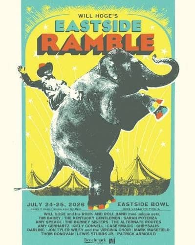 Eastside Ramble 2026 lineup poster — July 24–25, 2026, Eastside Bowl, Nashville, TN