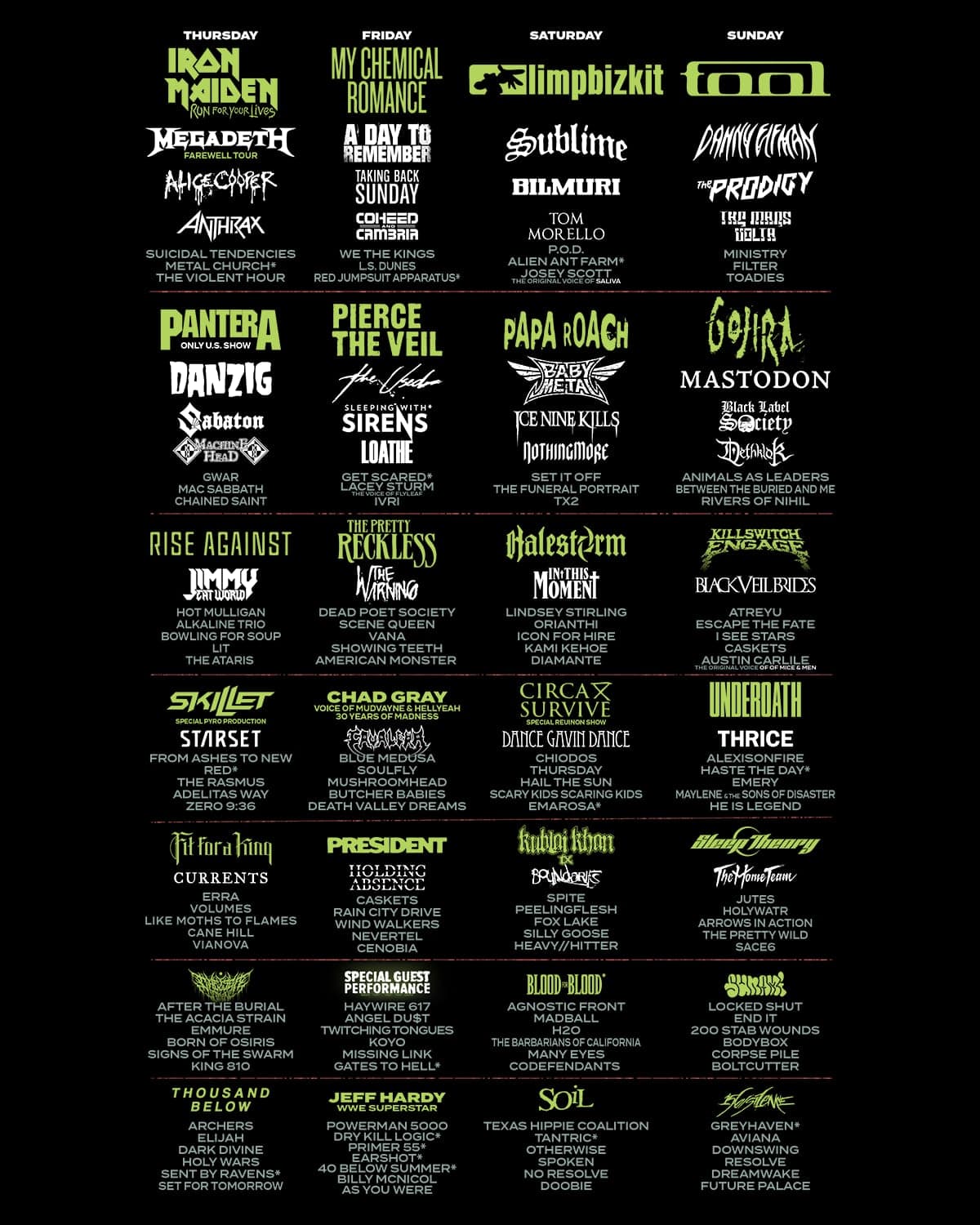 Louder Than Life 2026 lineup poster — September 17–20, 2026, Highland Festival Grounds, Louisville, KY