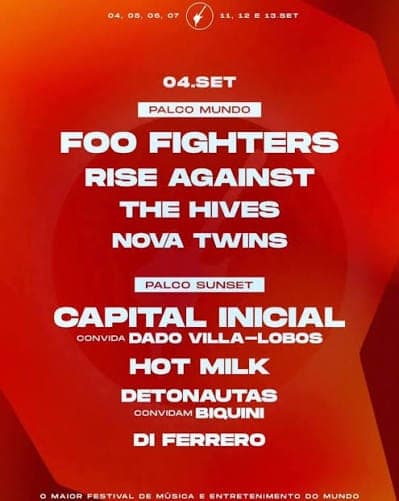 Rock in Rio 2026 lineup poster — September 4–13, 2026, Cidade do Rock, Rio de Janeiro, Brazil
